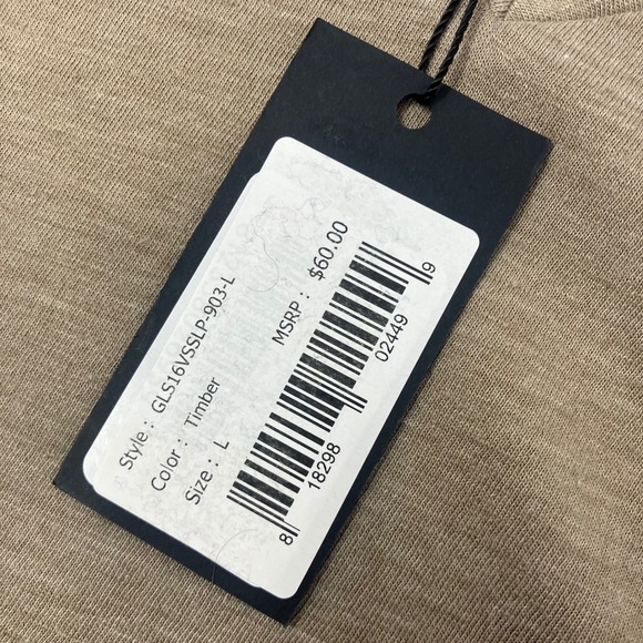 NEW Goodlife Made USA V-Neck T-Shirt Men's Large L Curved Hem Tan Timber NWT - Picture 7 of 8